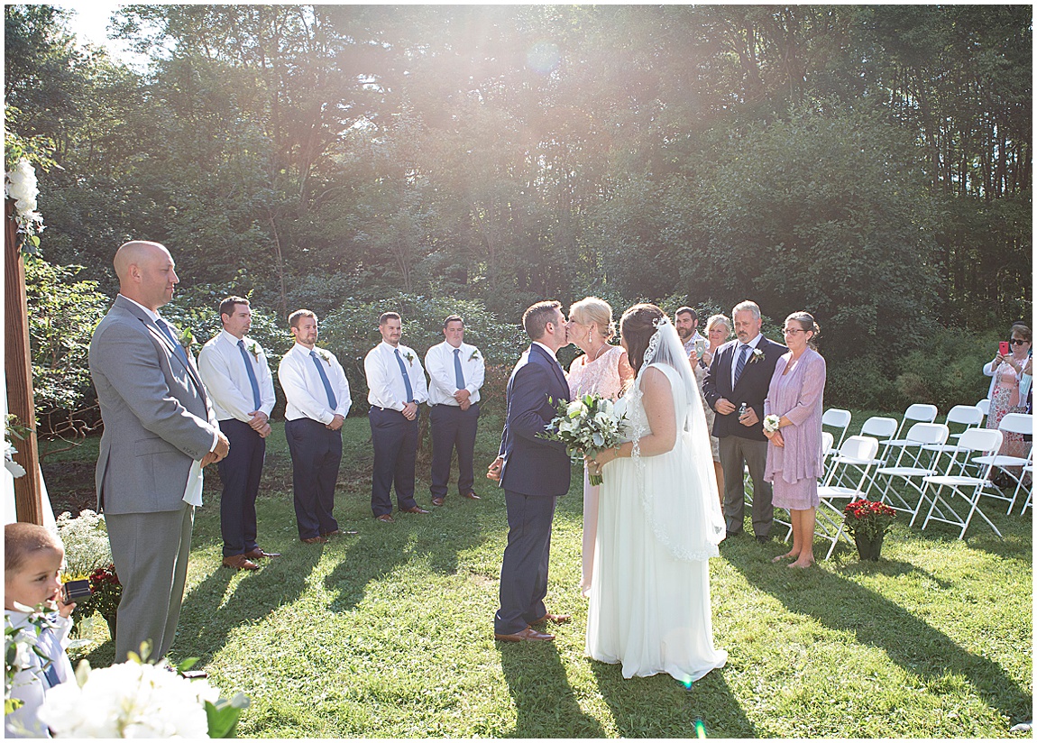 Intimate backyard wedding ceremony in Mendon