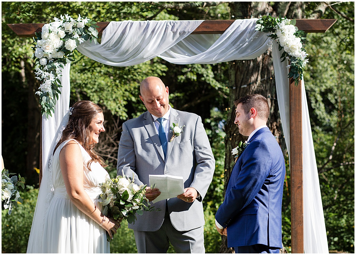 Intimate backyard wedding ceremony in Mendon