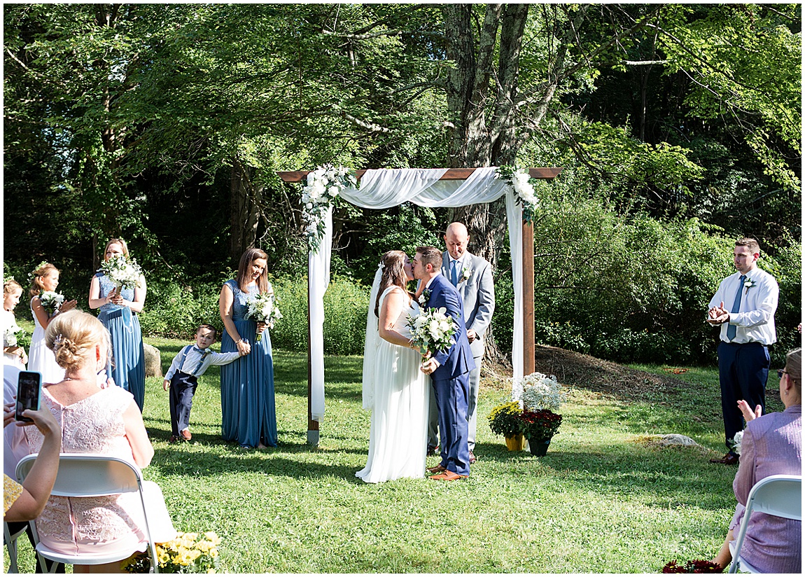 Intimate backyard wedding ceremony in Mendon