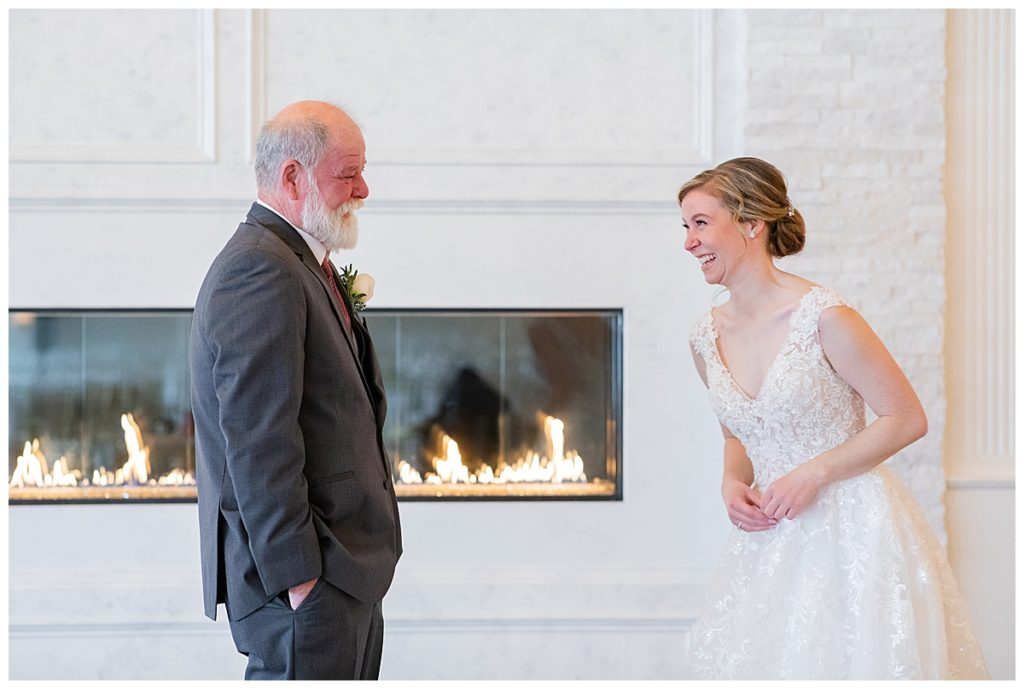 Father Daughter First Look at Grand View Wedding in Mendon, MA