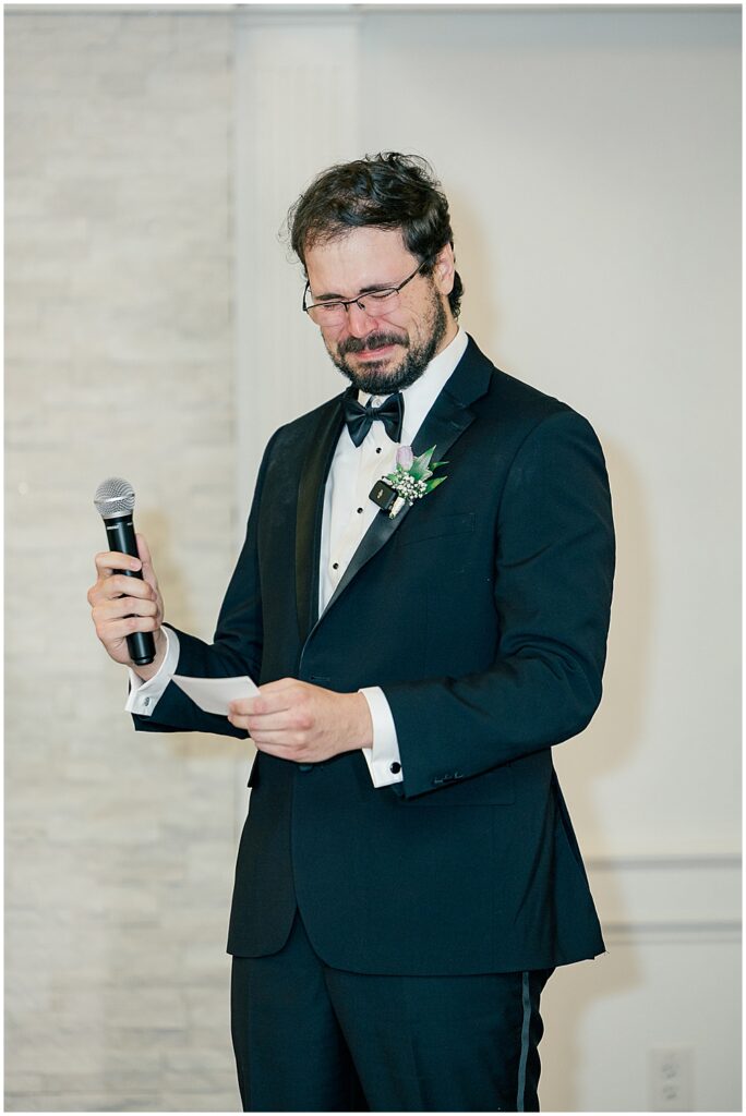 Grand View Mendon winter wedding best man toast